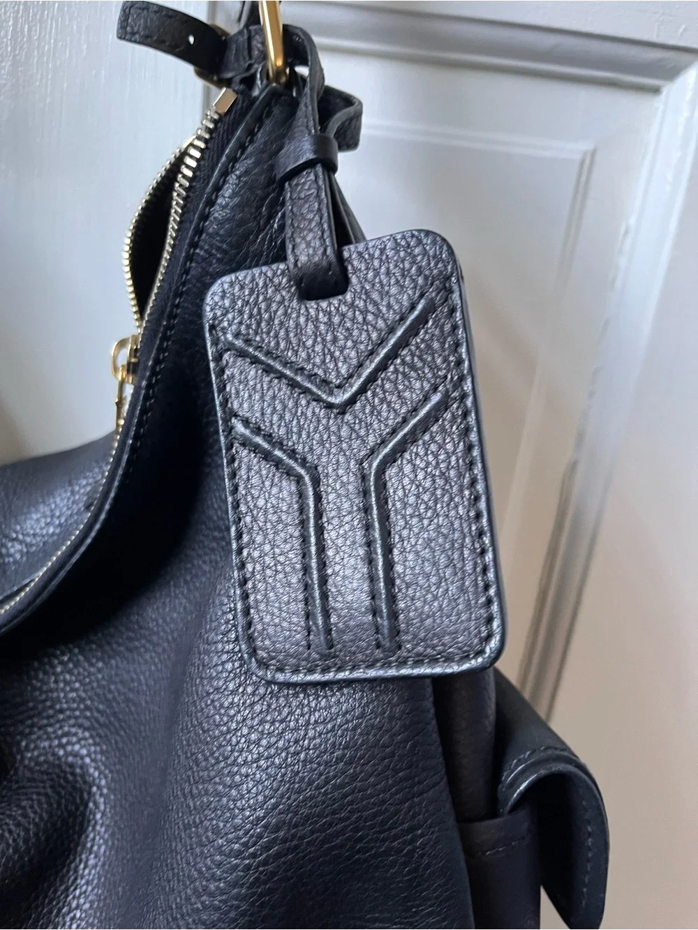 YSL Black Leather Hobo Tote Bag - Women's Shoulder Bag